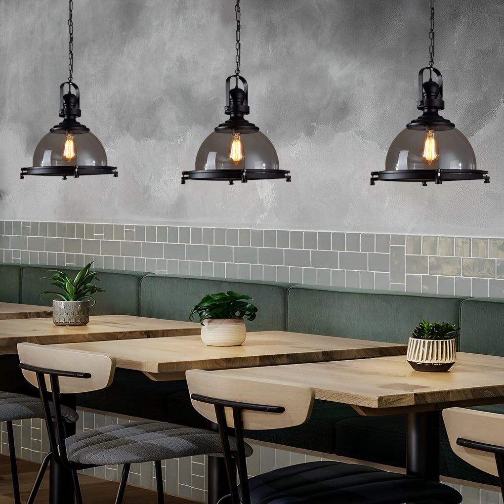 WINCHESTER SEMICIRCULAR IRON & GLASS PENDANT LIGHT