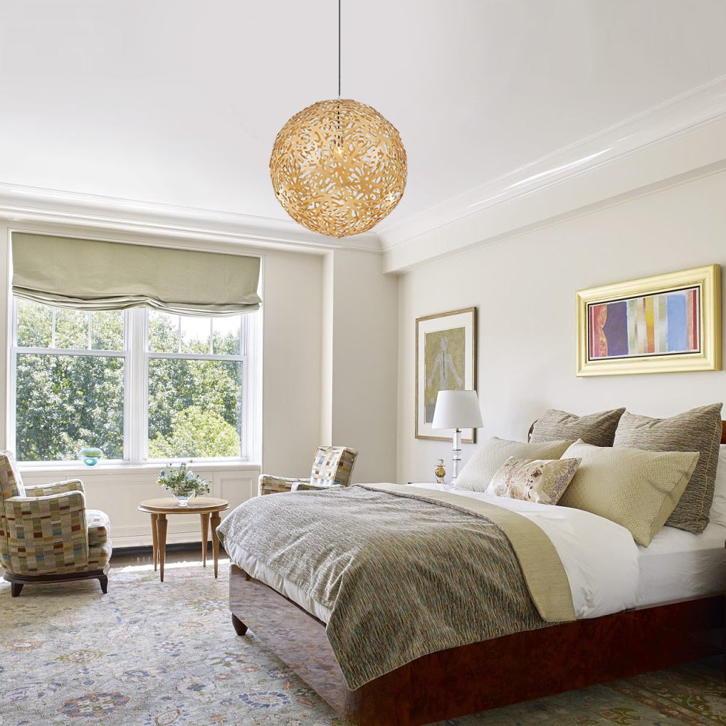 WHIMSY WOODEN ORB LED CHANDELIER
