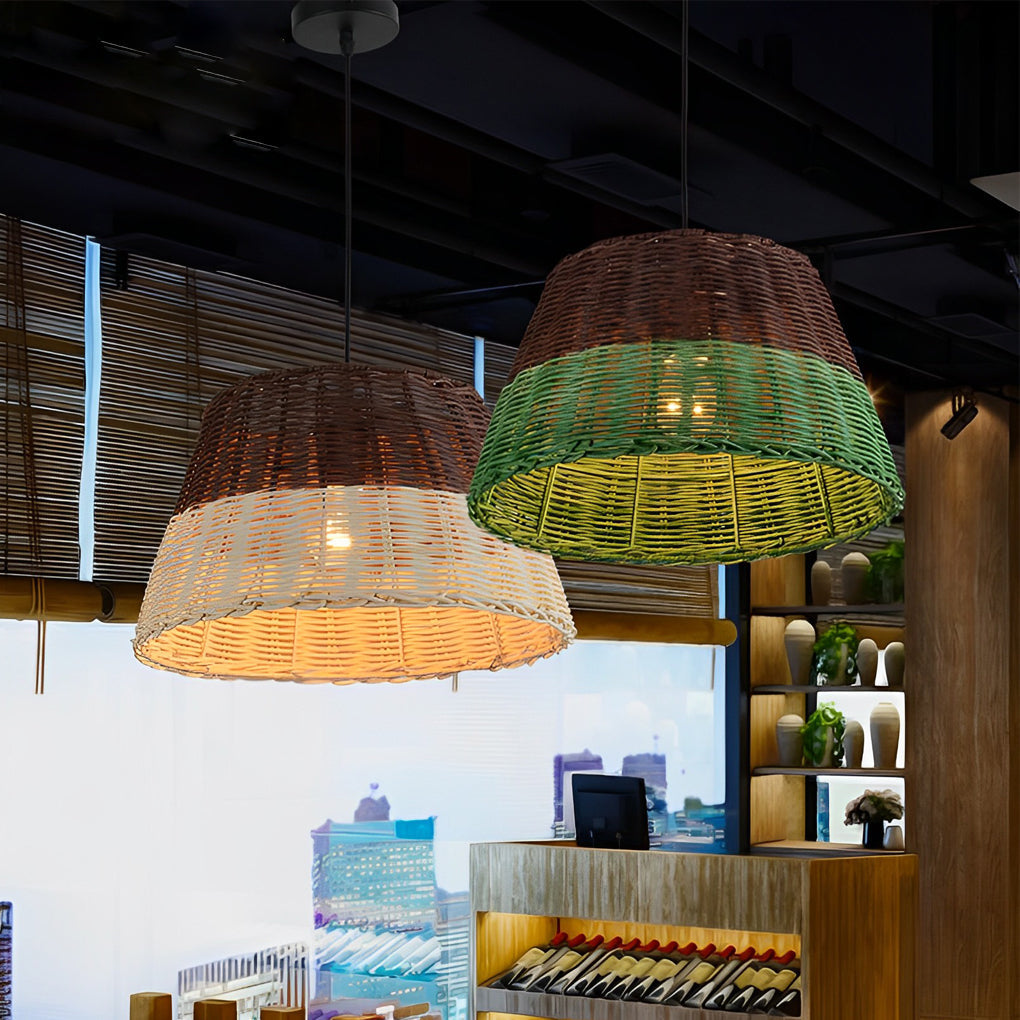 BRAMBLETON WOVEN RATTAN HANGING LIGHTING FIXTURE