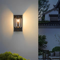 WINDSOR BLACK GLASS SOLAR WALL LANTERN WITH REMOTE CONTROL