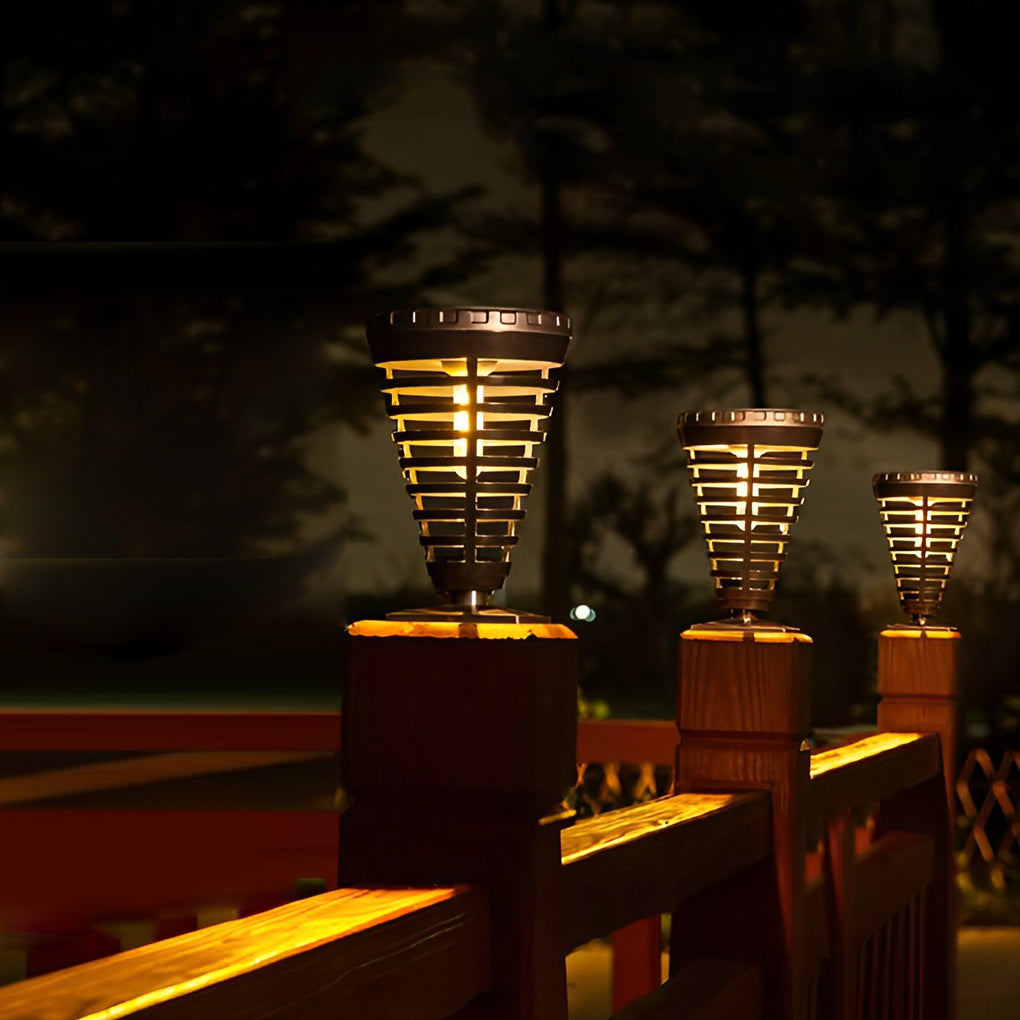 CHARLESTON RINGED SOLAR GARDEN LIGHTS WITH CONICAL DESIGN