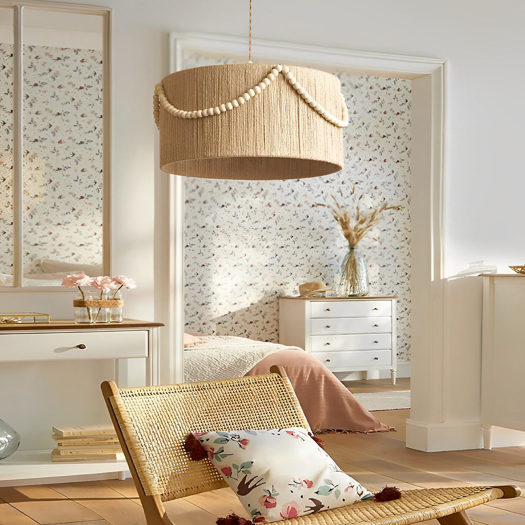 WINTERBOURNE TWISTED ROPE & WOOD BEAD PENDANT LIGHT