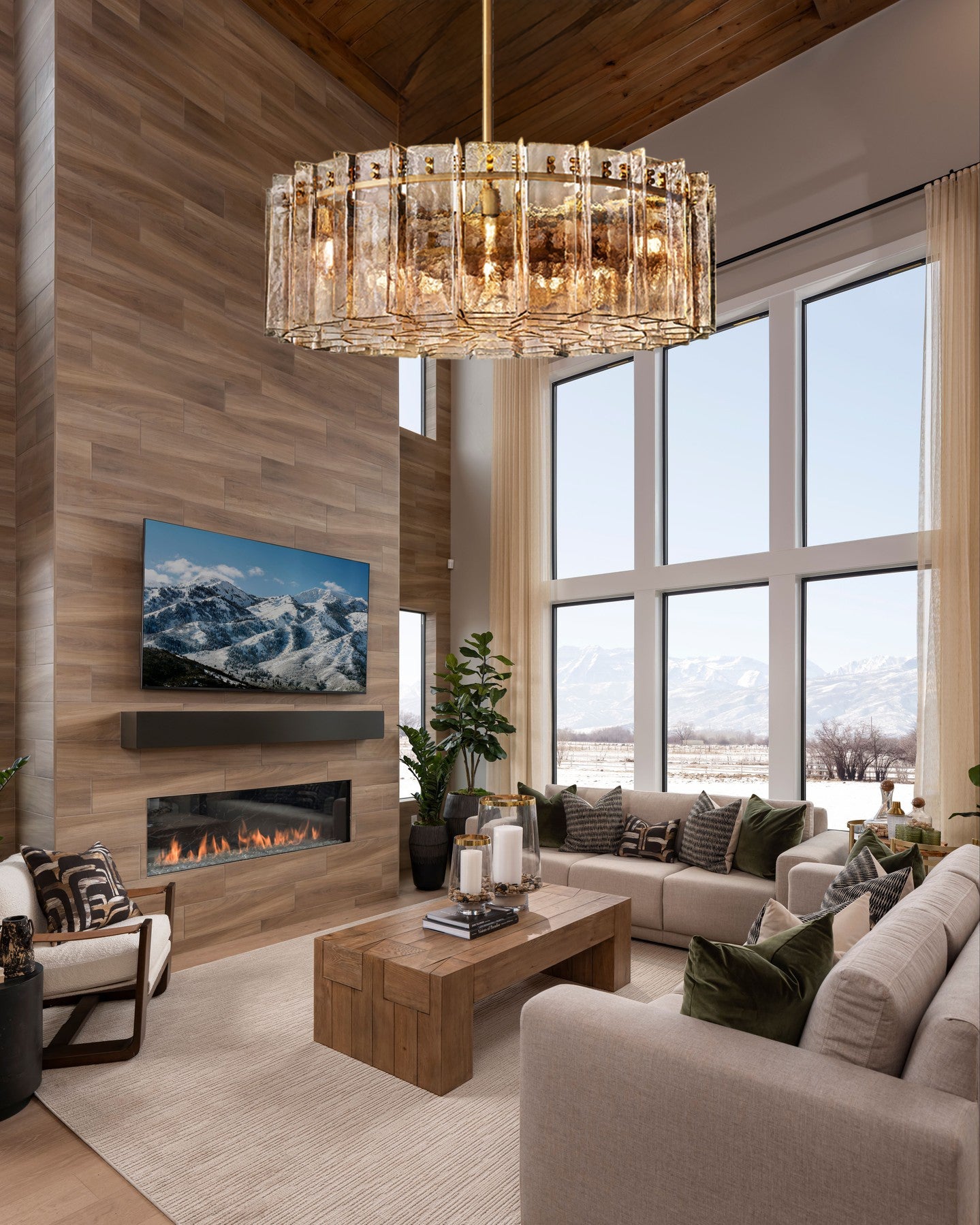 VERDIAN SMOKED CRYSTAL CEILING LANTERN