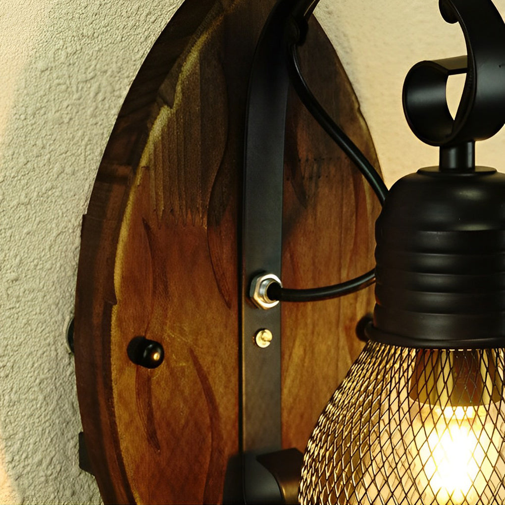 WINTERTON RUSTIC IRON AND WOOD WALL SCONCE