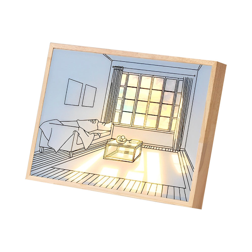 WINTERBOURNE WOODEN FRAME TOUCH-SENSITIVE DIMMABLE SUNSET ILLUMINATION ART LIGHT