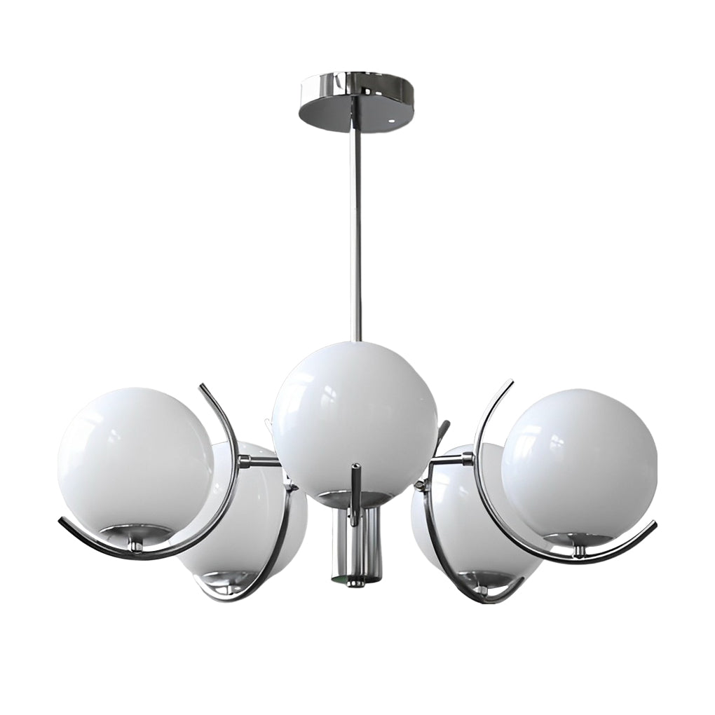WINTHORPE POLISHED IRON & GLASS ORB CHANDELIER