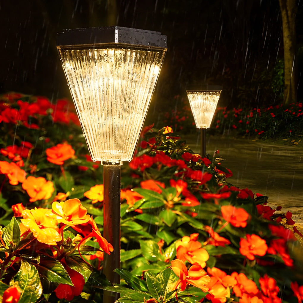 WINTHROP RIPPLED GLASS SOLAR PATH LIGHTING WITH DIMMABLE LED