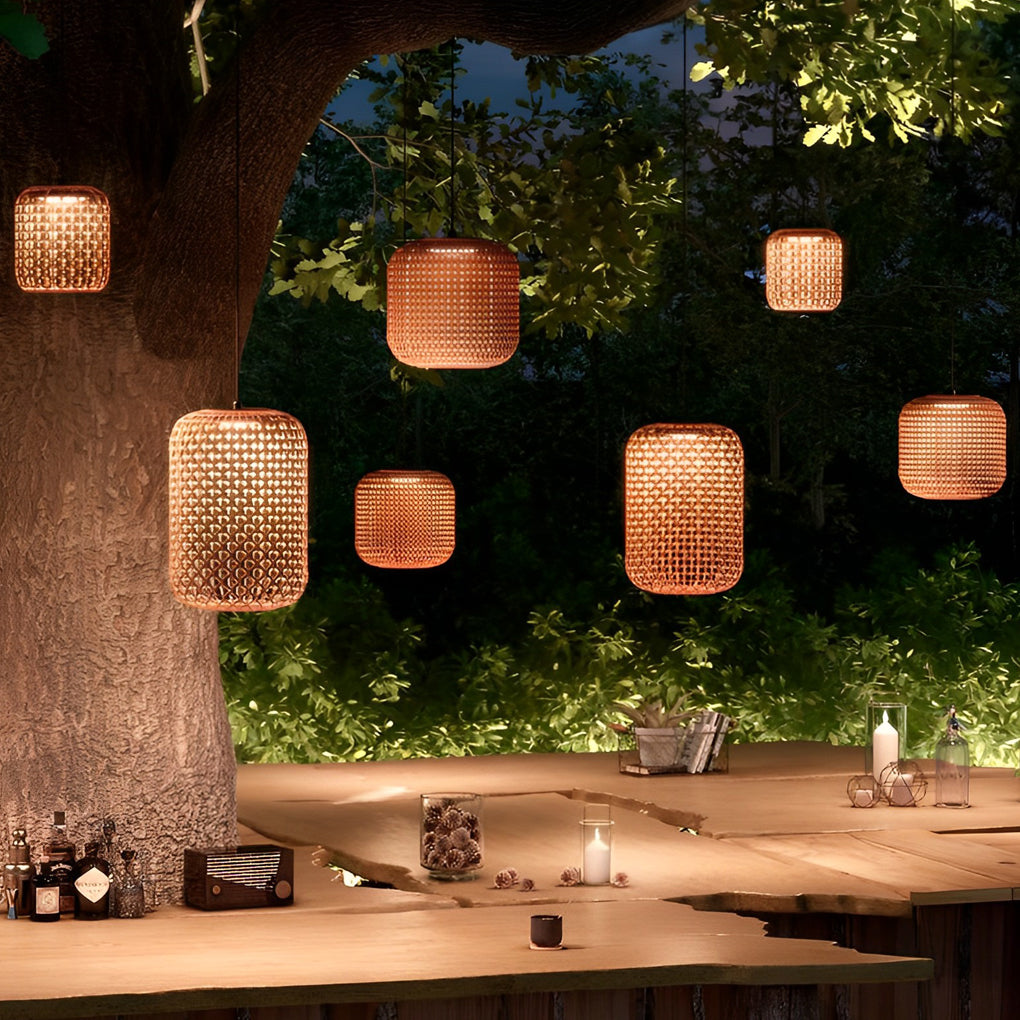 BRAMBLEWICK RED RATTAN LED OUTDOOR LANTERN CHANDELIER