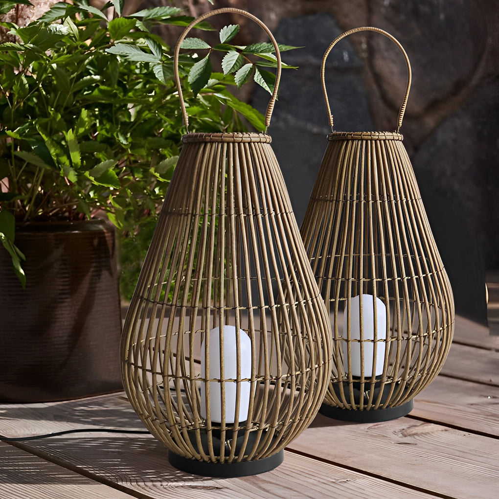 1. **HATHERLEIGH RATTAN WEAVE OUTDOOR LANTERN**  
   A handcrafted rattan lantern featuring a waterproof design, perfect for illuminating your outdoor spaces with a touch of modern charm.

2. **PENROSE IRON & RATTAN GARDEN LIGHT**  
   This unique outdoor