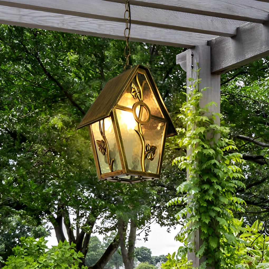 WINTERBOURNE AQUA GLASS OUTDOOR LANTERN CHANDELIER