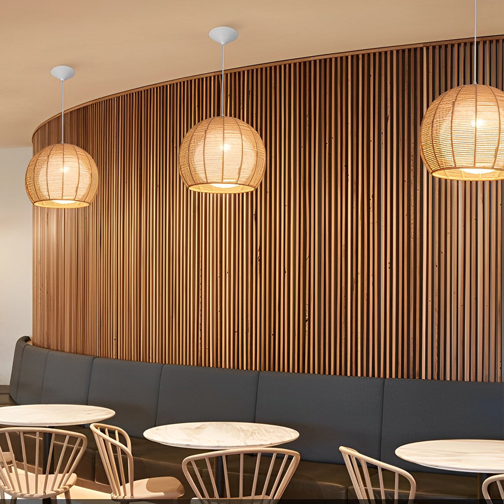 WINTHROPE WOVEN RATTAN LED PENDANT LANTERN