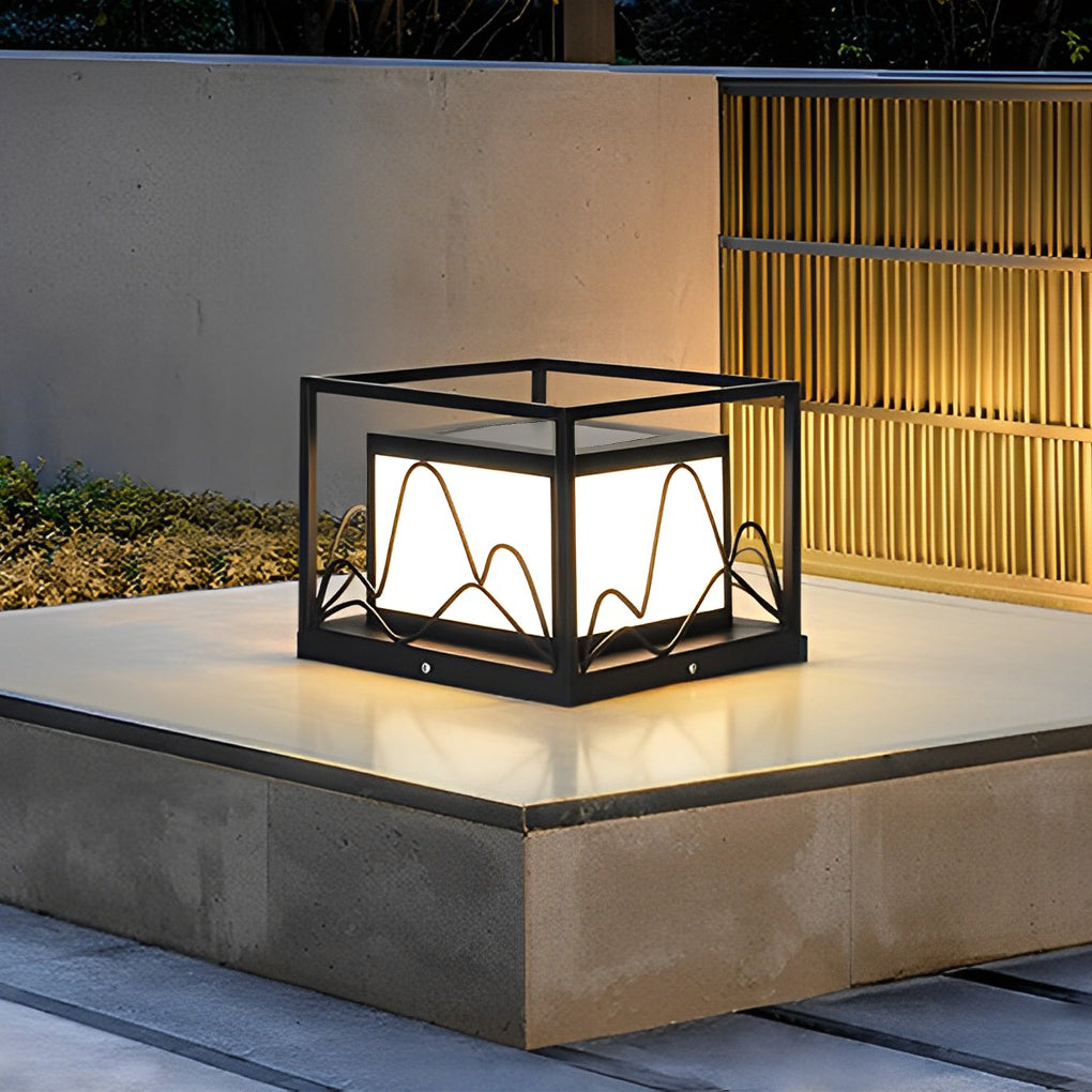 WINCHESTER SQUARE SOLAR POST LIGHTS WITH MOUNTAIN LANDSCAPE ILLUMINATION