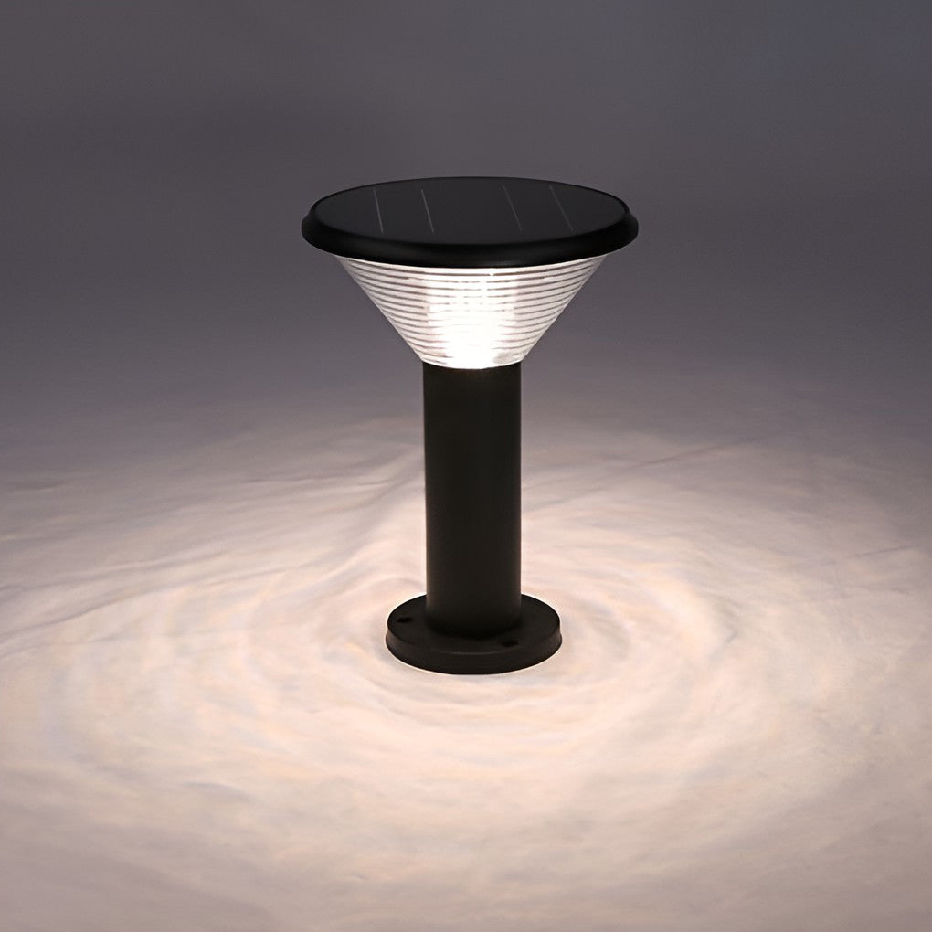 RAVENSCROFT MODERN SOLAR TAPERED PATHLIGHT WITH BLACK CYLINDRICAL DESIGN