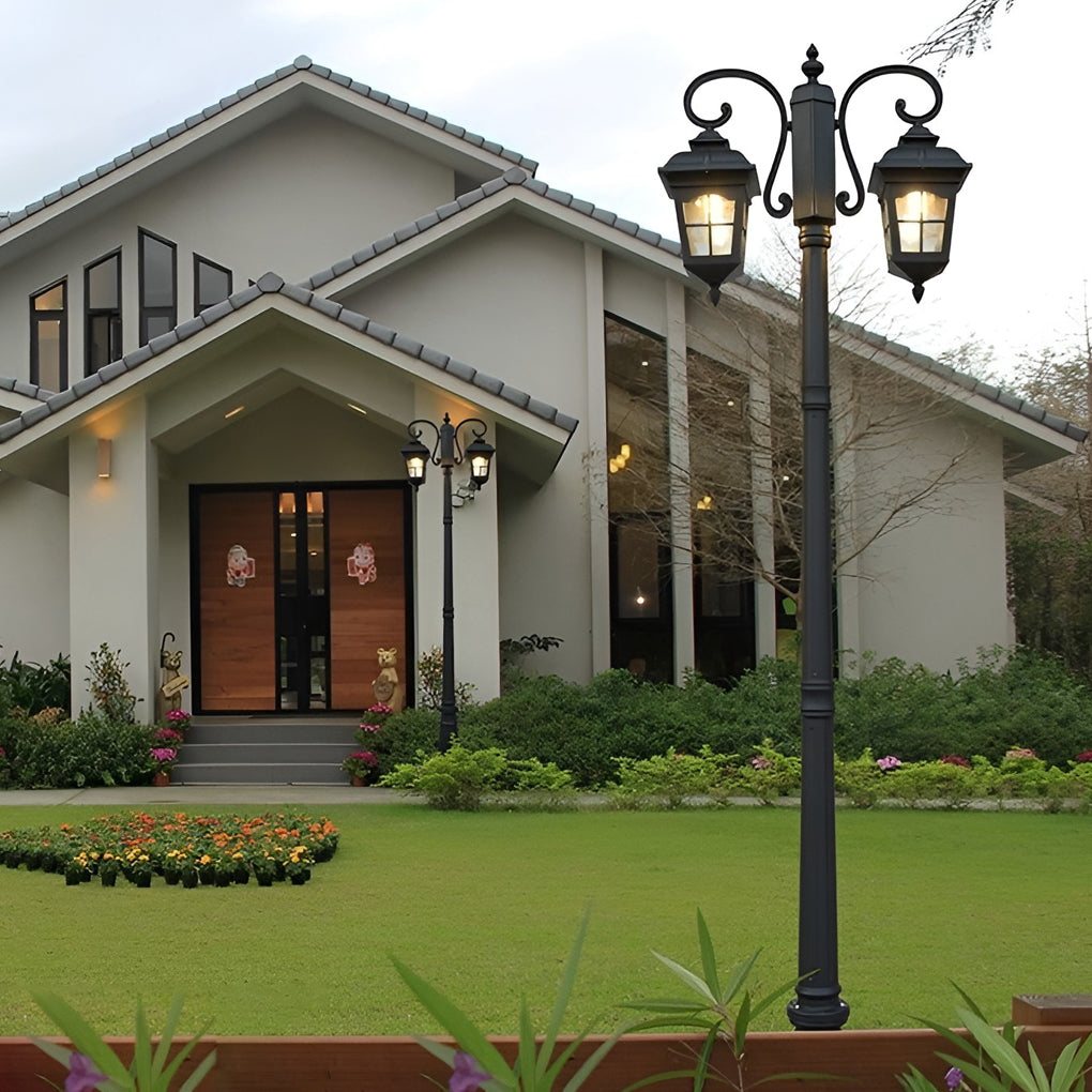 BRIDGEMAN DUAL LANTERN OUTDOOR POLE LIGHTS