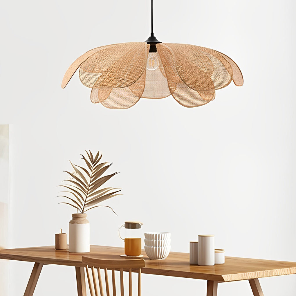 RAVENWOOD RATTAN PETAL TRILIGHT CHANDELIER