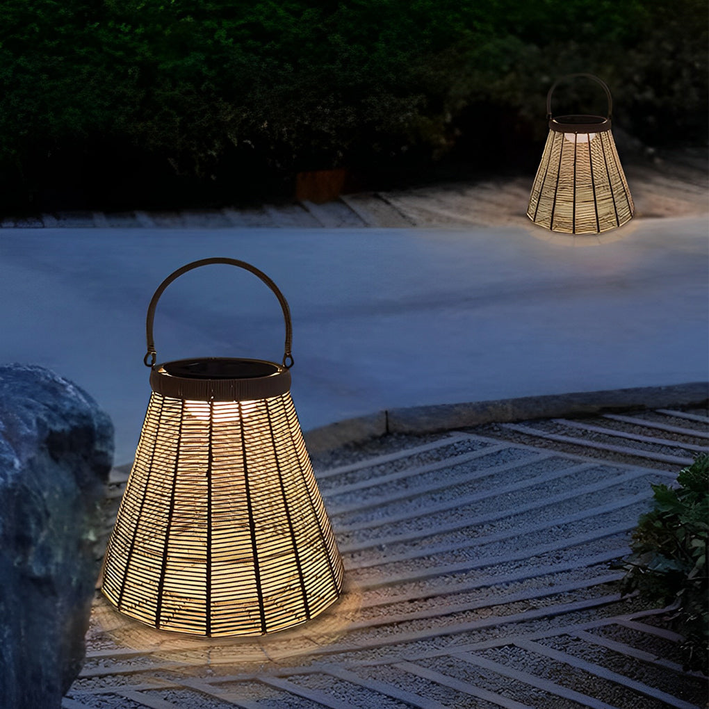 ELMINGTON WOVEN RATTAN SOLAR GARDEN LANTERN