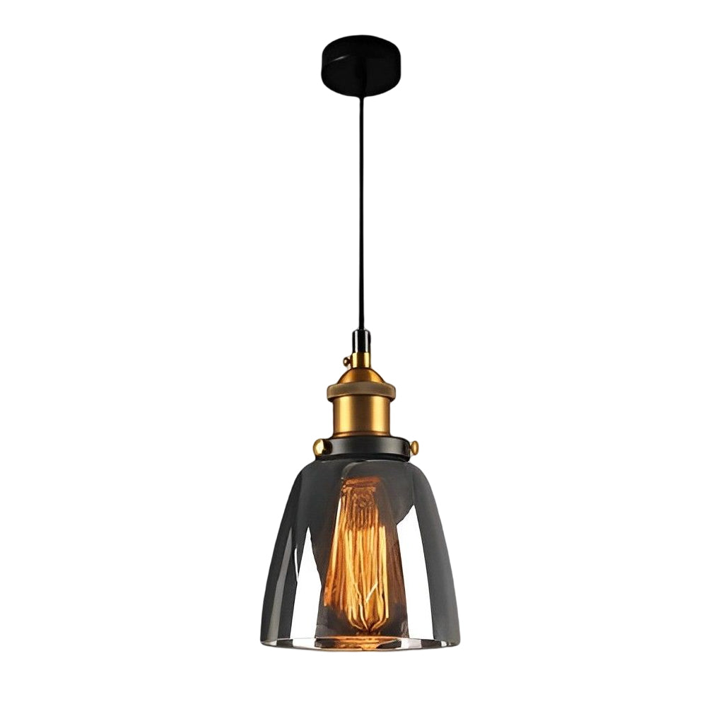 WINTHORPE SMOKED GLASS INDUSTRIAL HANGING LANTERN