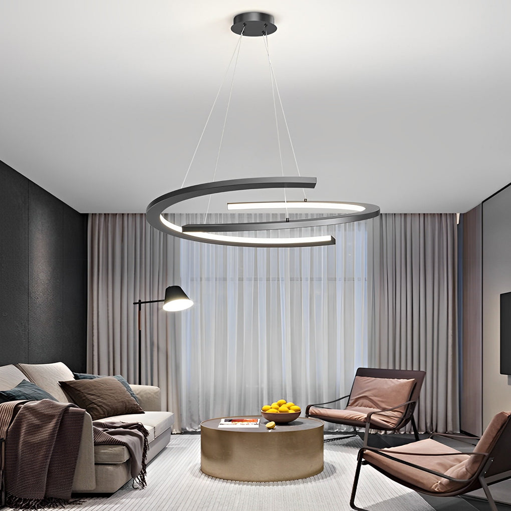 RAVENHURST BLACK SEMI-CIRCULAR LED CHANDELIER WITH TRIPLE DIMMING