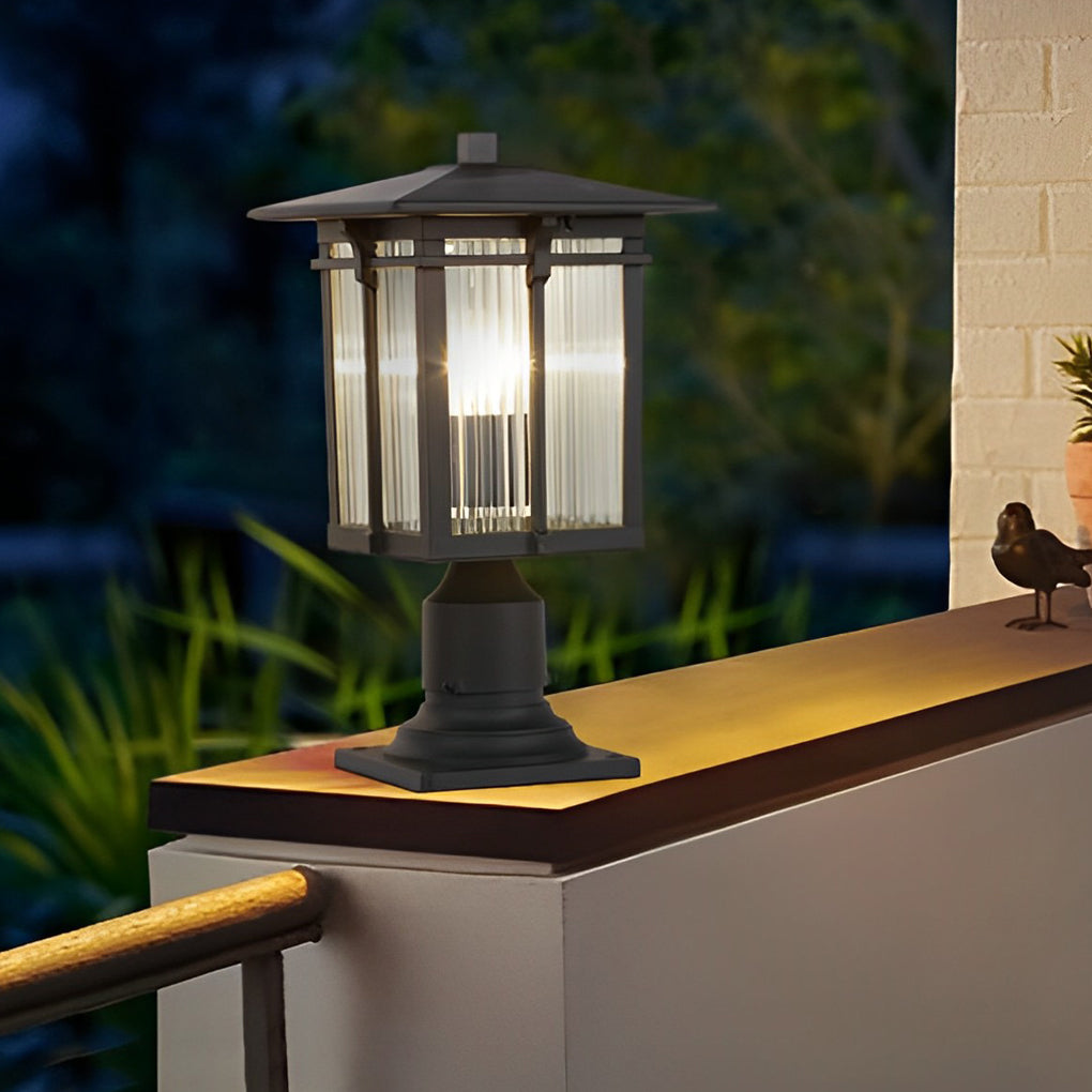 WINDSOR STRIPE GLASS OUTDOOR LANTERN POST LIGHTS