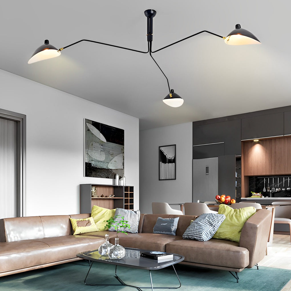 WHITBY SWINGING ARM DUCKBILL SHADE CHANDELIER IN ONYX