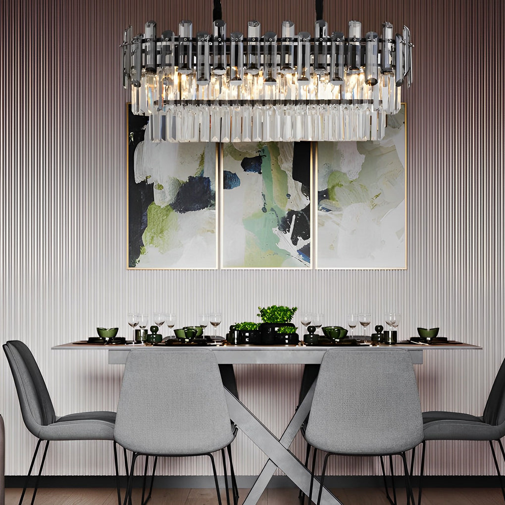 WINDSOR CRYSTAL RECTANGULAR THREE-TIER DIMMING CHANDELIER
