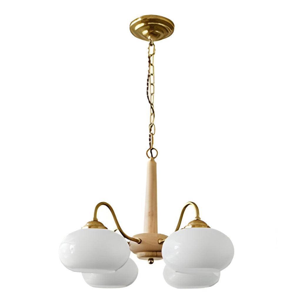 WINDSOR GLASS AND WOODEN E27 LED CHANDELIER WITH FOUR LUMENS