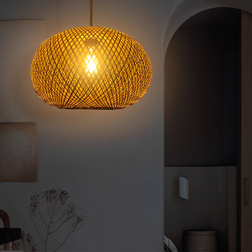 WINDSOR BASKET WEAVE RATTAN PENDANT LIGHT