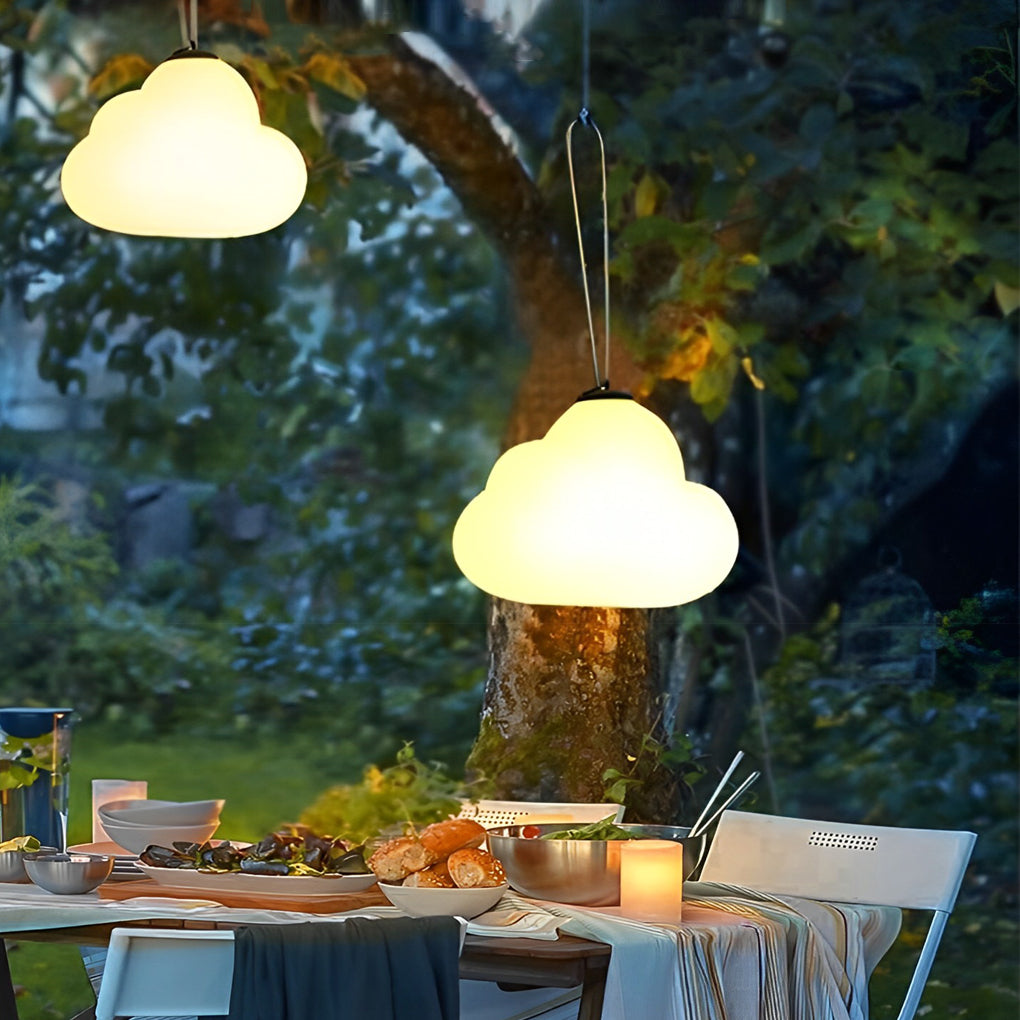 WINDSOR DRIZZLE RECHARGEABLE OUTDOOR LIGHTS WITH WATER-RESISTANT CLOUD DESIGN