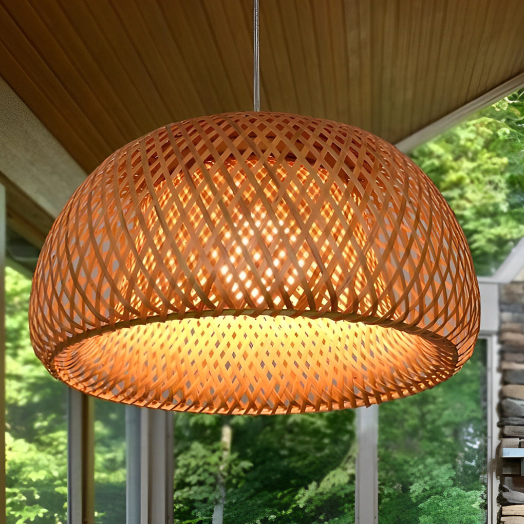 WINTERBOURNE HANDCRAFTED BAMBOO LED CHANDELIER WITH TRIPLE DIMMING