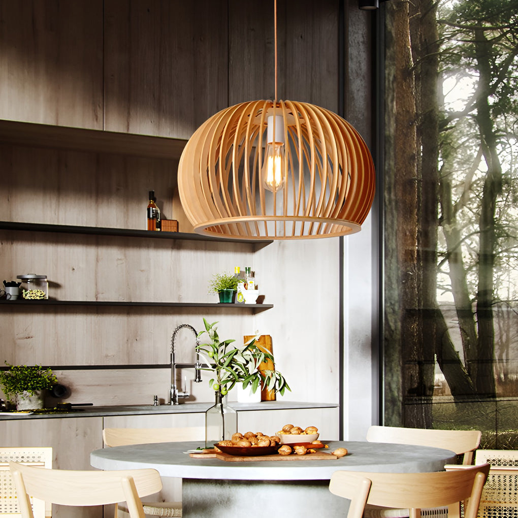 WINCHESTER WOODEN SEMI-CIRCLE PENDANT LIGHT
