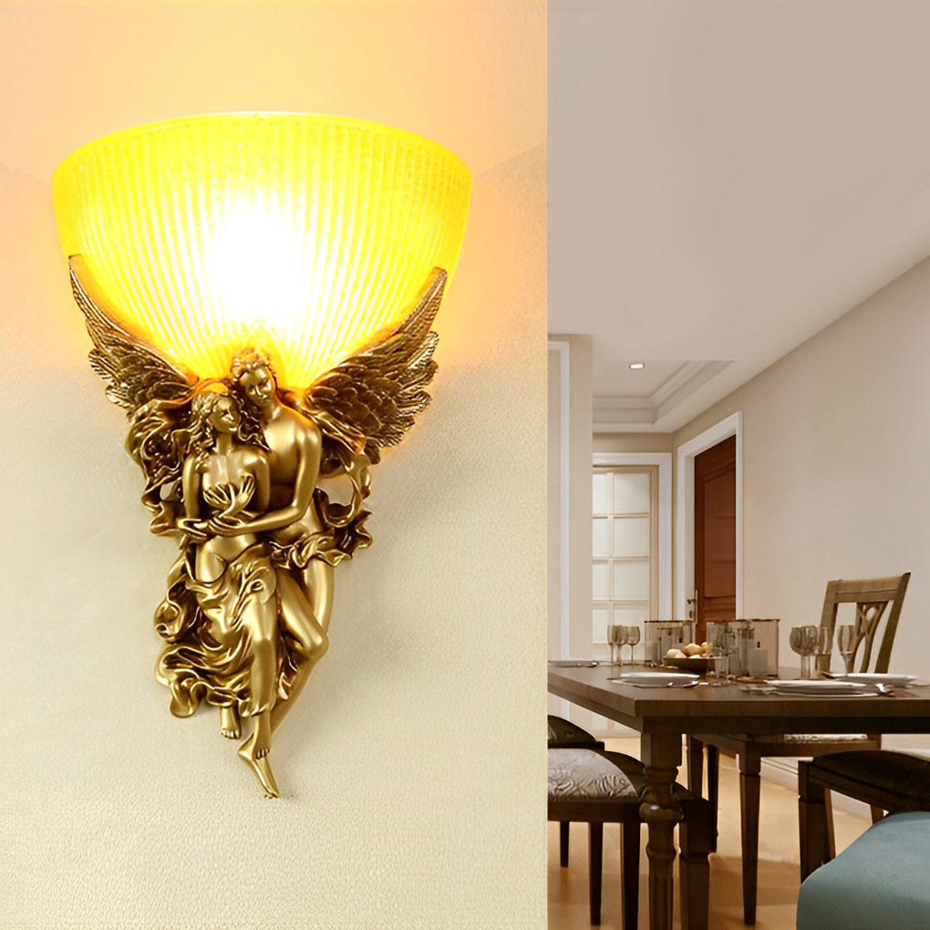 WINTHORPE WHIMSICAL ANGELIC RESIN WALL LANTERN