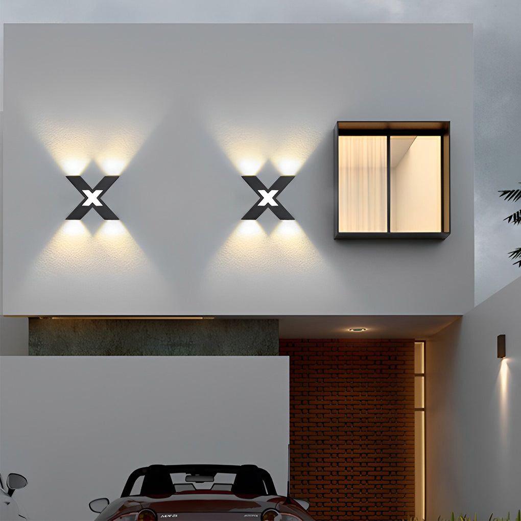 RAVENHURST MODERN X-SHAPED OUTDOOR LED WALL LIGHTING
