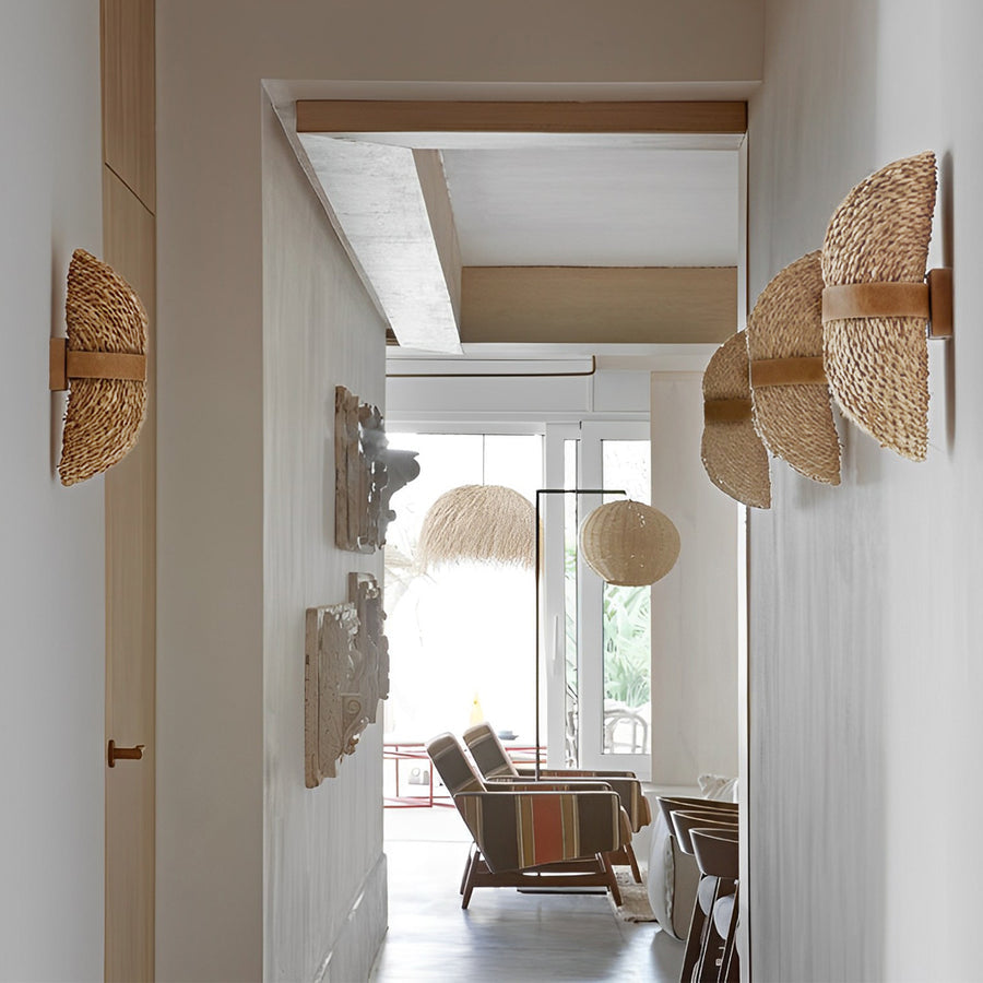 WHITBY RATTAN WOVEN LED TWIN-FACED WALL SCONCE