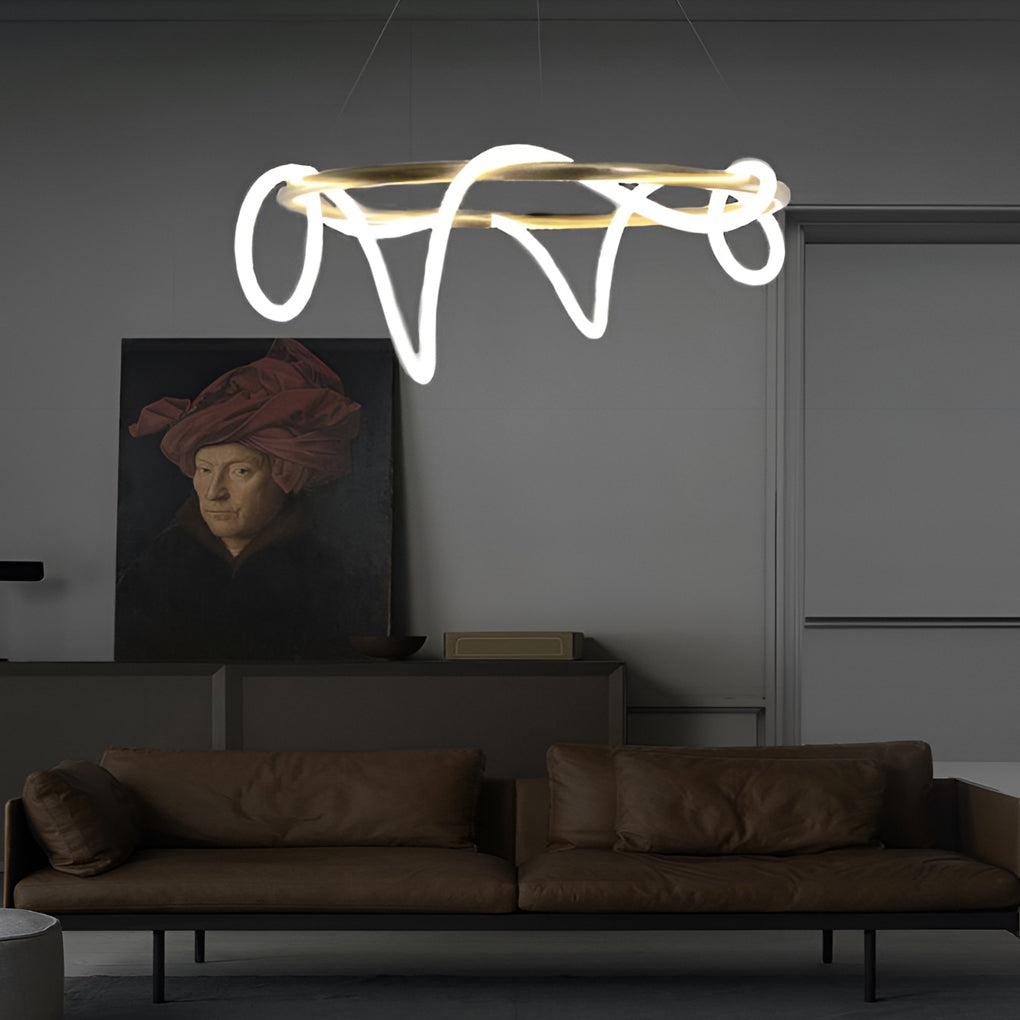 WHITLEY MODERN METAL LED CHANDELIER WITH GLISTENING ACCENTS