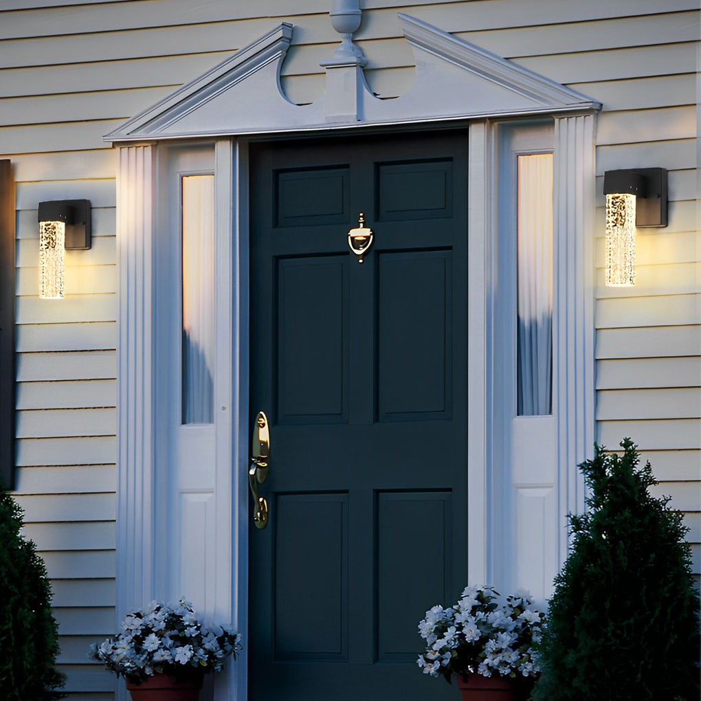 RAVENHURST BLACK CRYSTAL OUTDOOR WALL SCONCE WITH WATER-RESISTANT LED ILLUMINATION