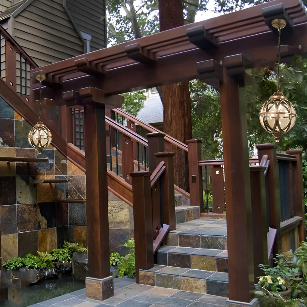 WINTHORPE METAL GLOBE OUTDOOR PENDANT LIGHT