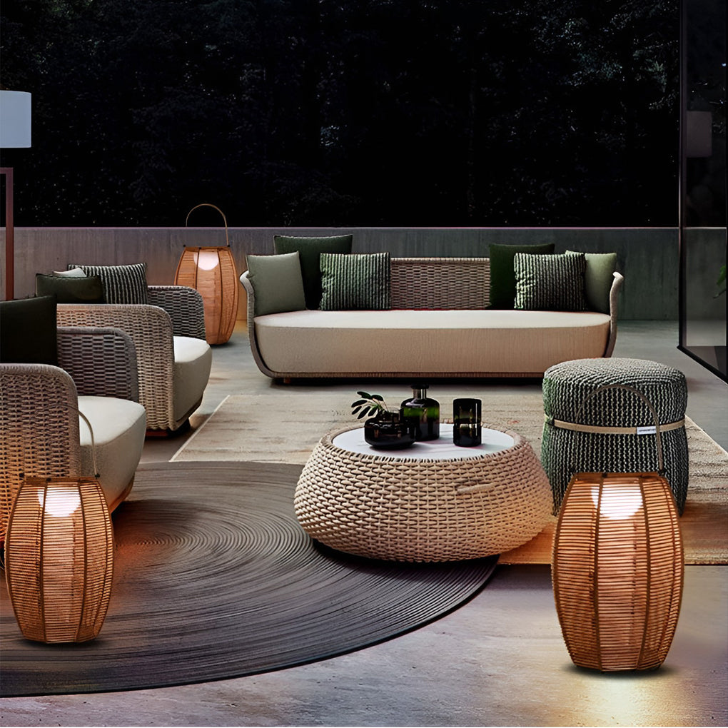 WINTERBOURNE RATTAN LED GLOBE OUTDOOR LANTERN
