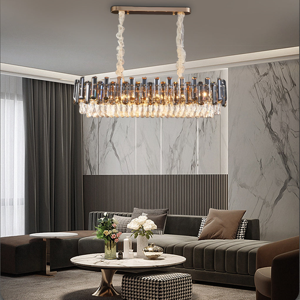 WINTHROP CRYSTAL LAYERED OVAL CHANDELIER