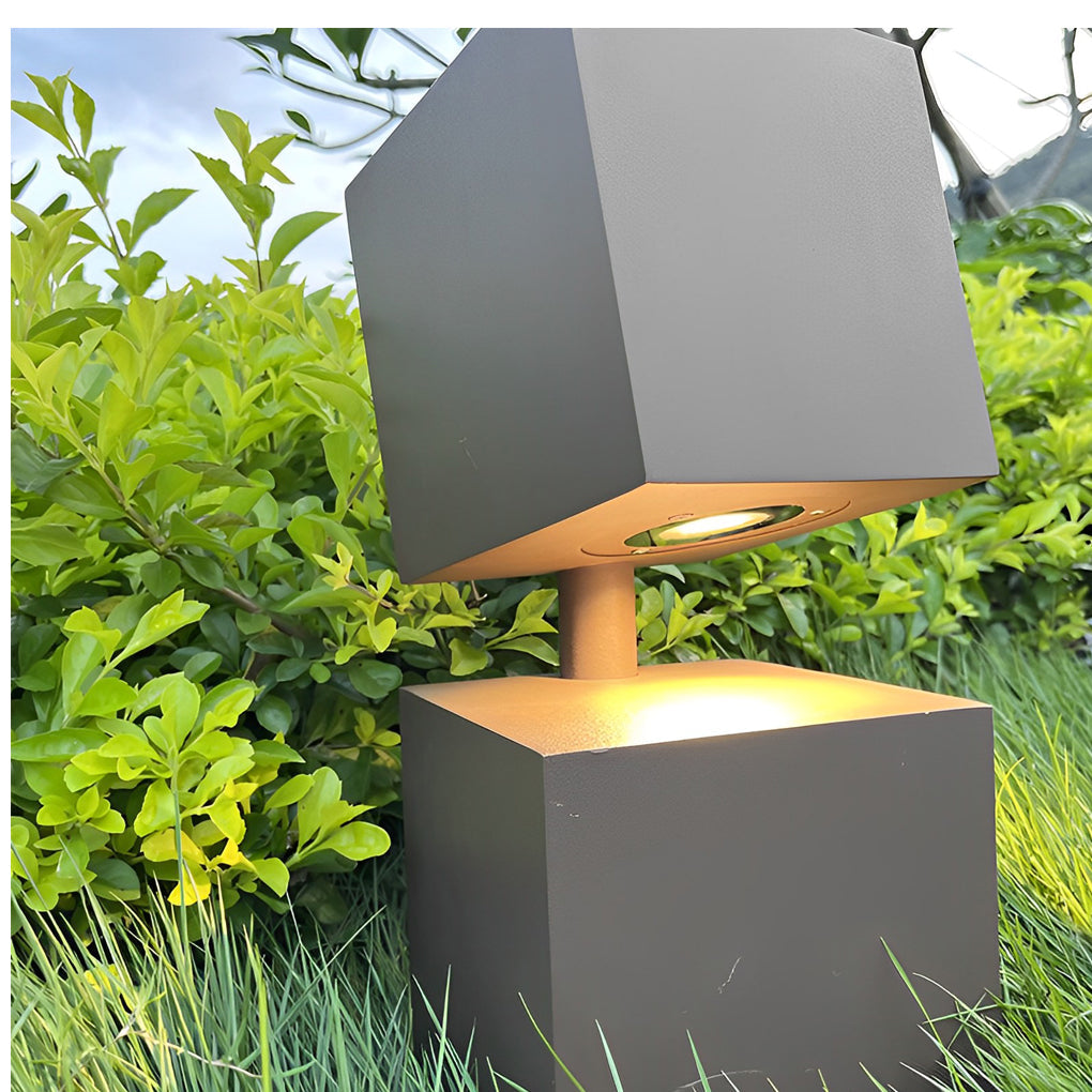 WINTERBOURNE BLACK GEOMETRIC SOLAR GARDEN LANTERN WITH WATERPROOF LED LIGHTING