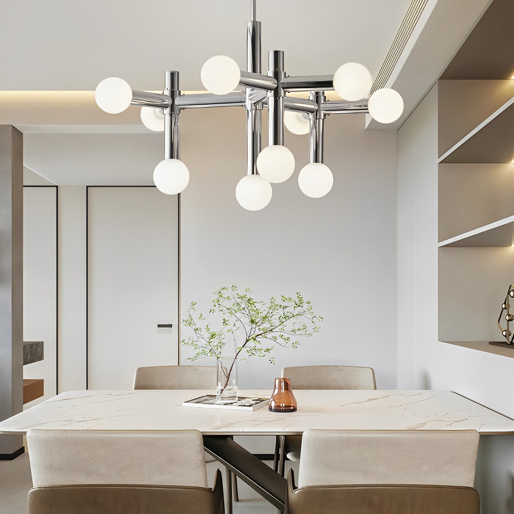 WINTHORPE SPUTNIK INSPIRED CHROME ORB CHANDELIER WITH 10 LIGHTS