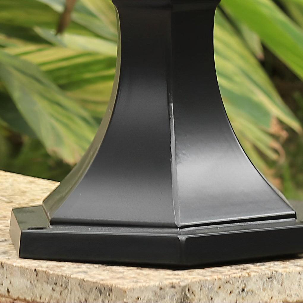 WINDSOR BLACK LED GARDEN POST LANTERN WITH WATER GLASS ELEMENT