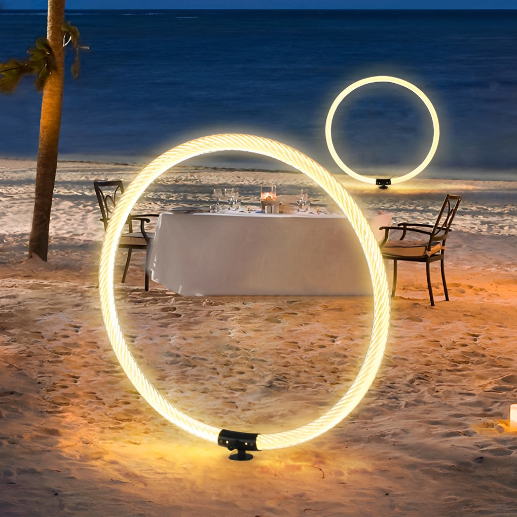 WINTERBOURNE MODERN RINGED LED GARDEN LIGHTING, WATER-RESISTANT LANDSCAPE ILLUMINATION