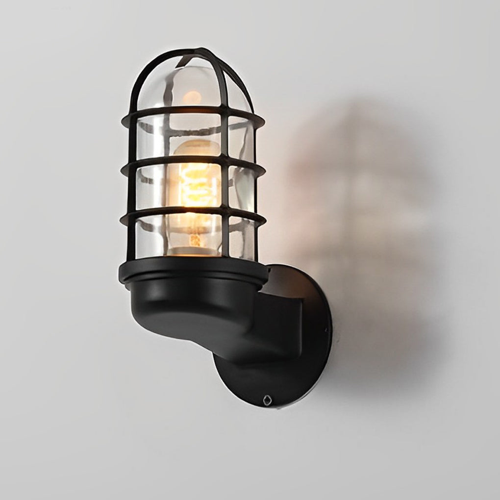 WINDSOR RETRO CAGE OUTDOOR WALL LANTERN, 4W WATER-RESISTANT