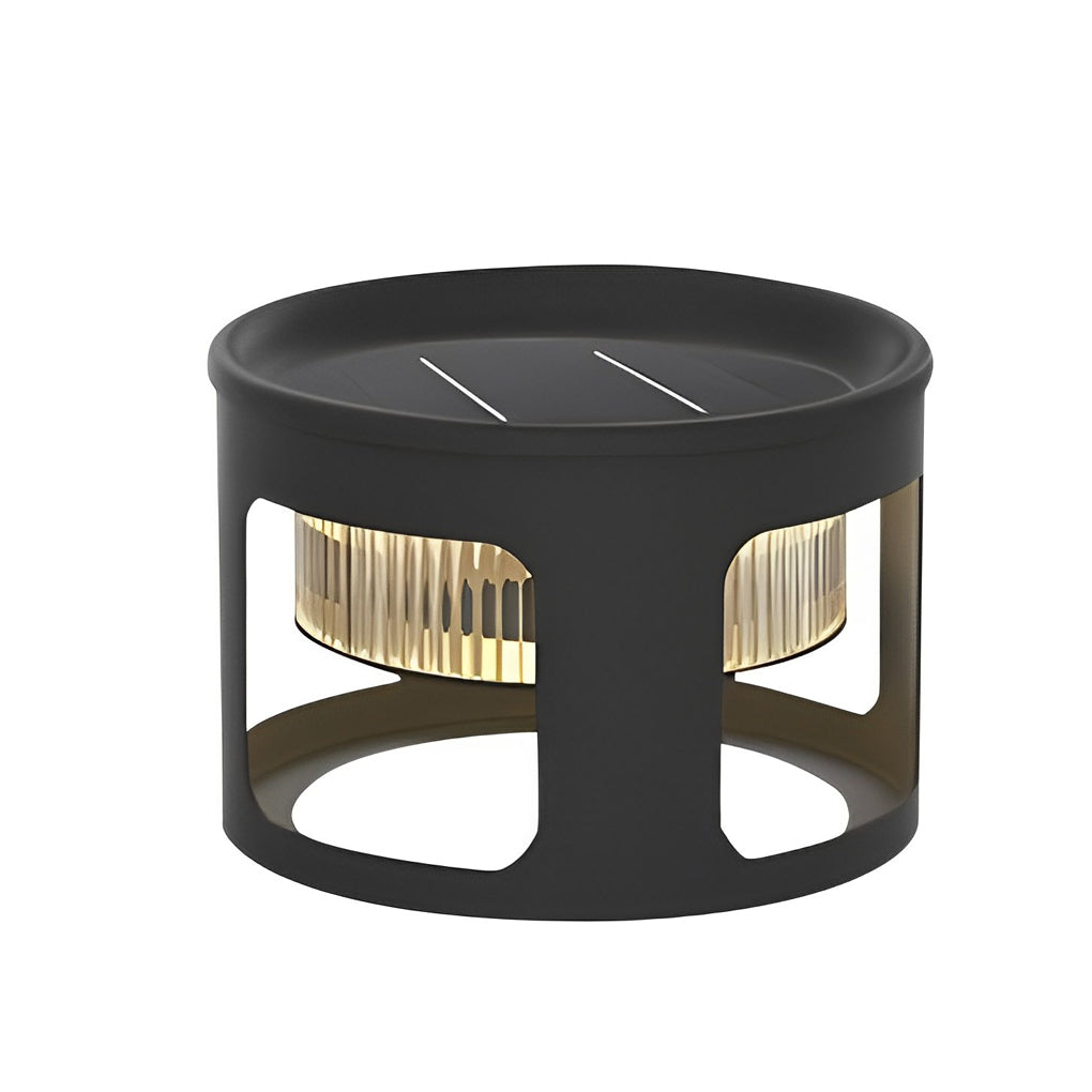 WINDSOR SOLAR-ILLUMINATED CIRCULAR OUTDOOR LAMP WITH UNDERSTATED BASE LIGHTING