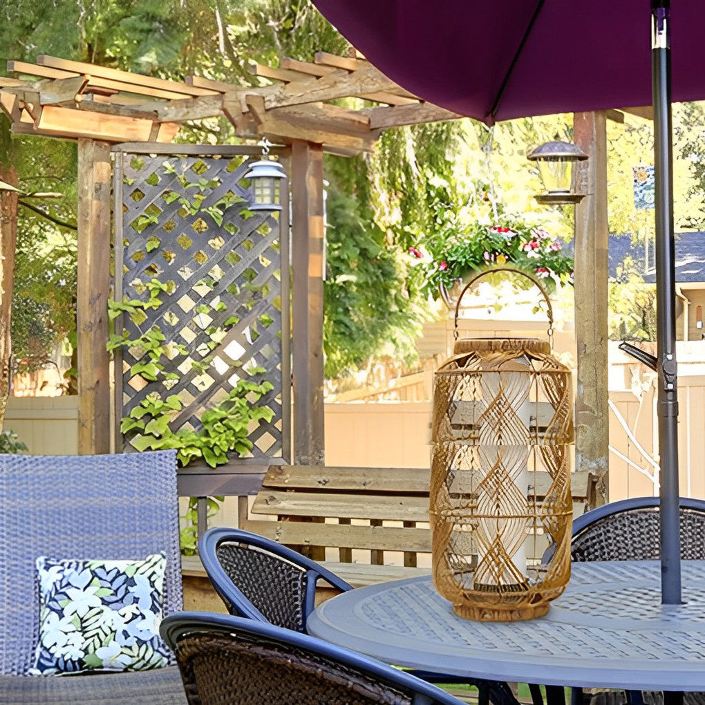 WINTHROP WOVEN SOLAR FLOOR LANTERN
