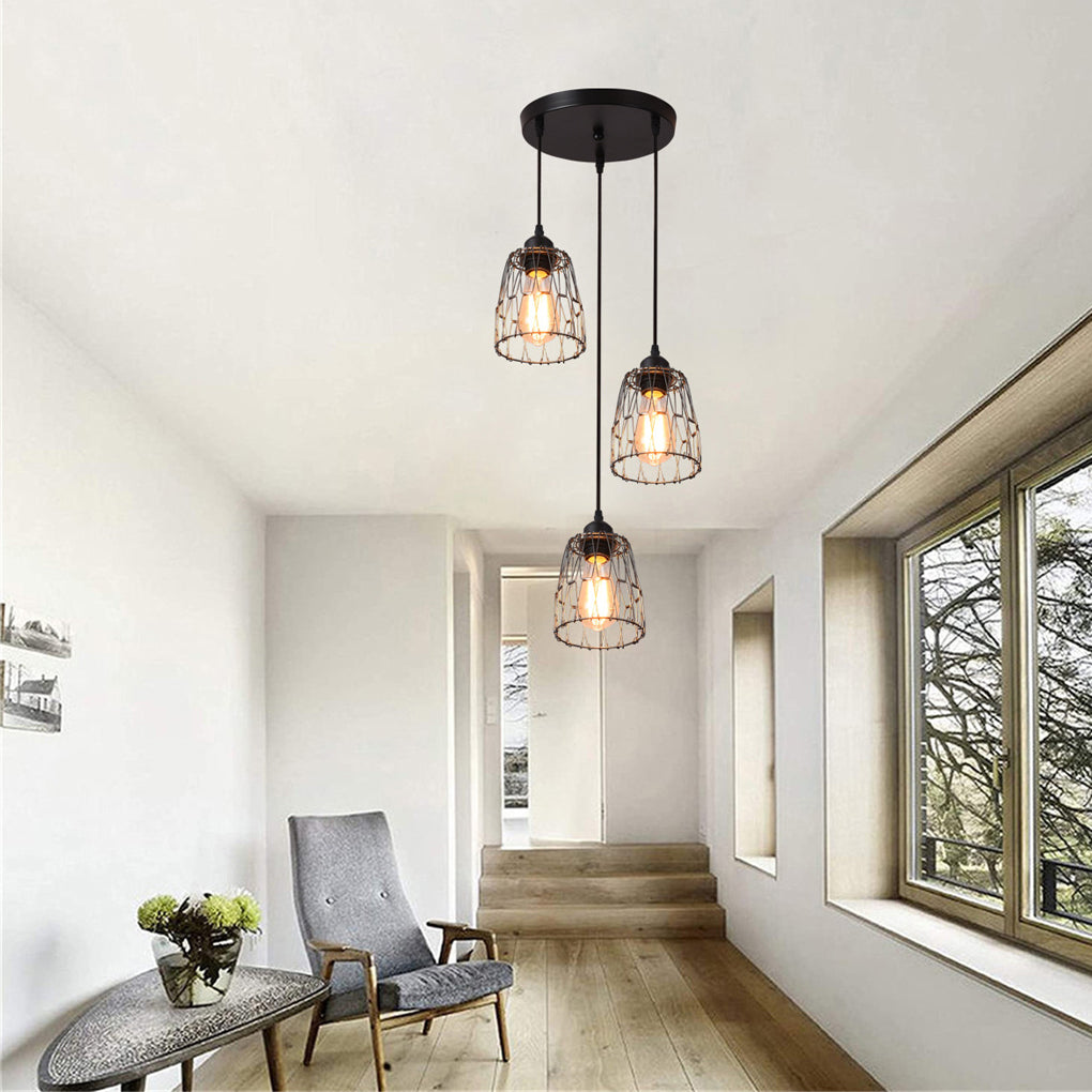 WINCHESTER TRIO GEOMETRIC IRON LANTERN CHANDELIER