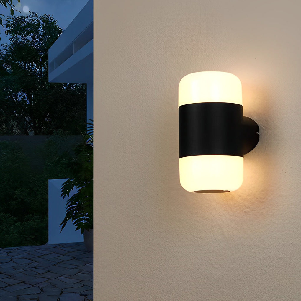 RAVENHURST CIRCULAR LED OUTDOOR LIGHTING, WATER-RESISTANT BLACK WALL FIXTURE