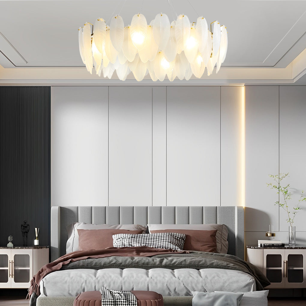 WINDSOR GLASS PLUME TRIFOLD CHANDELIER FOR DINING SPACES
