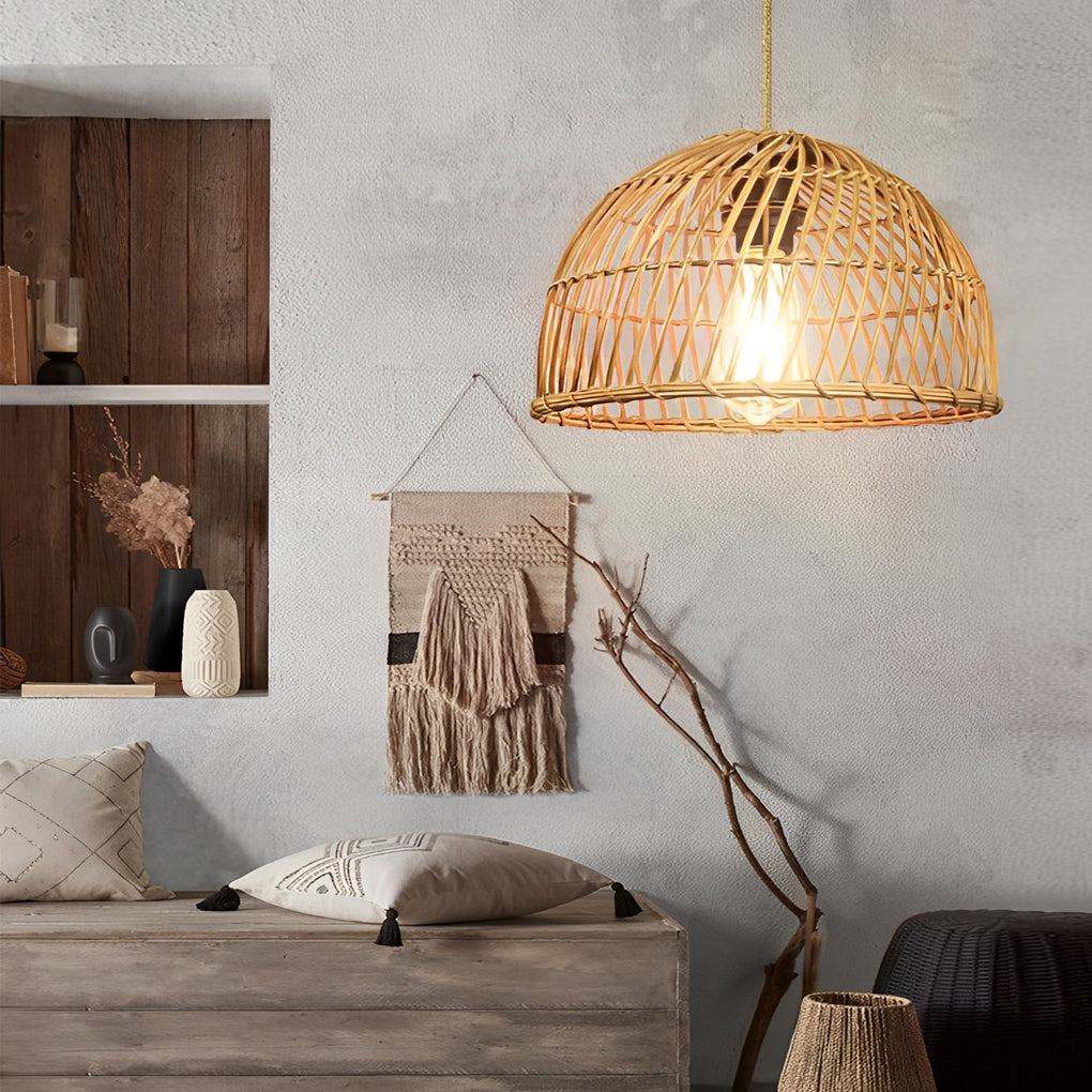 CARLISLE WOVEN BAMBOO CEILING LANTERN