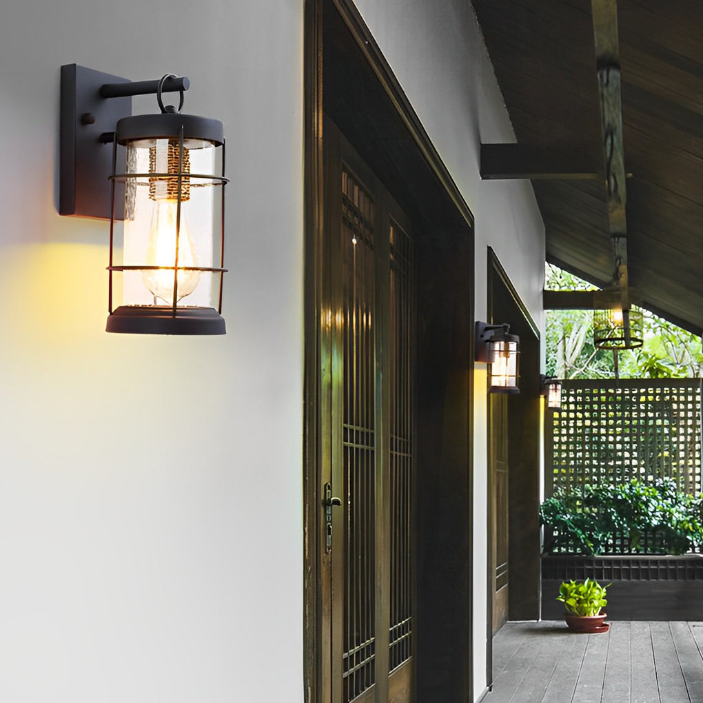 WHITBY RUSTIC IRON & GLASS OUTDOOR WALL LANTERN